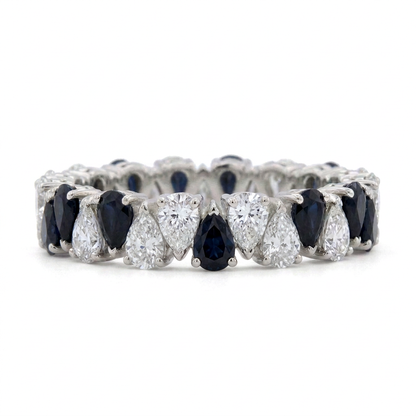 Anillo Diamantes & Zafiros Pera