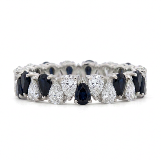 Anillo Diamantes & Zafiros Pera