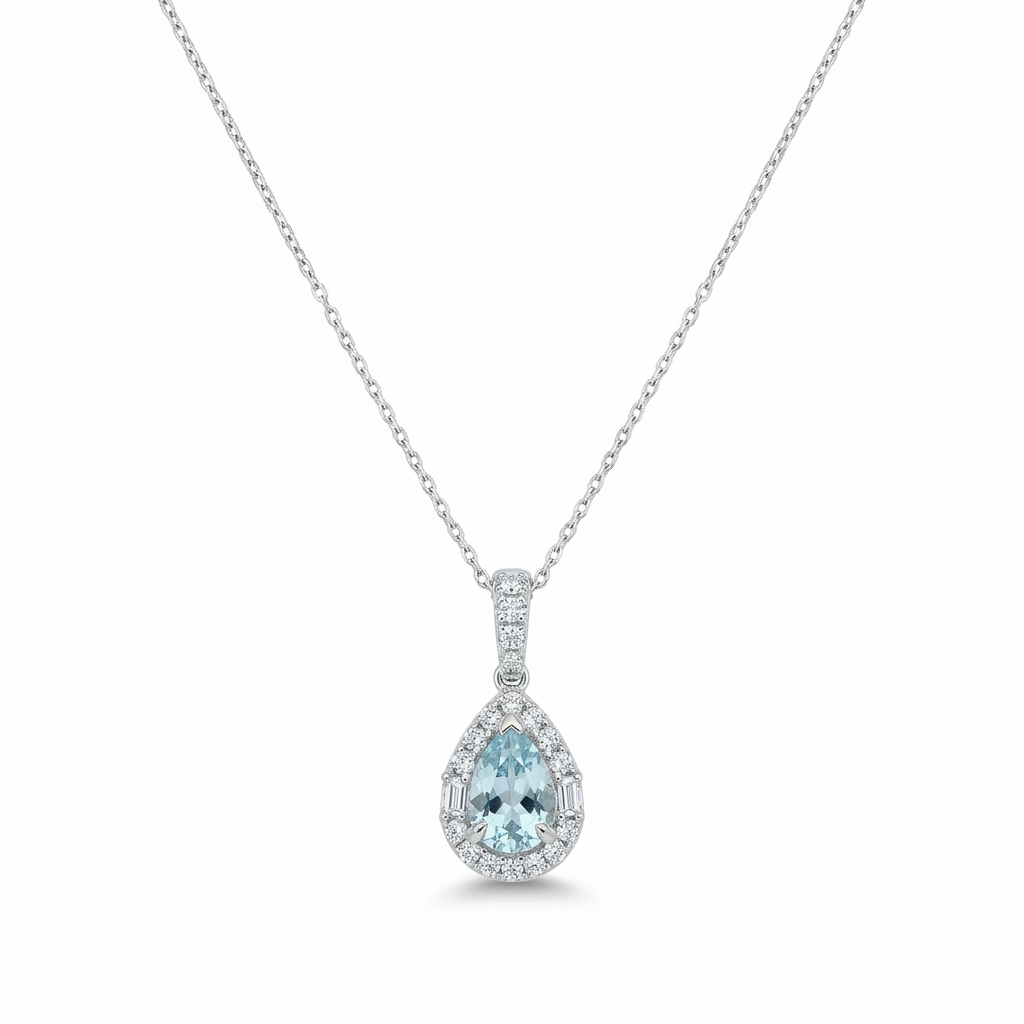 Gargantilla Aguamarina & Diamantes
