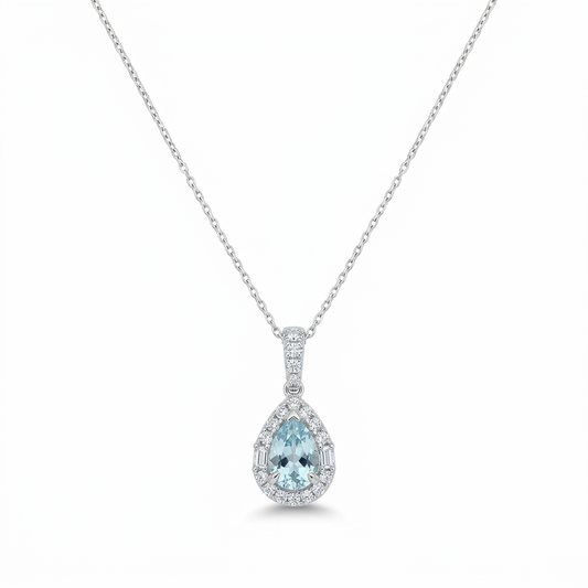Gargantilla Aguamarina & Diamantes