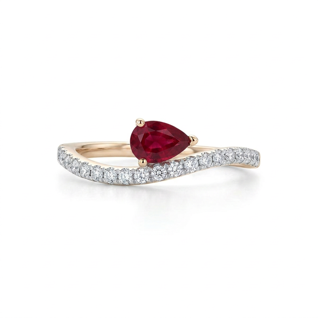 Anillo Wavy con Rubí