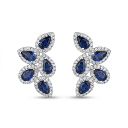 Aretes 5 Peras de Zafiro & Diamantes
