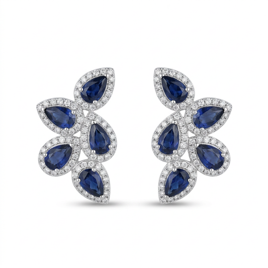 Aretes 5 Peras de Zafiro & Diamantes