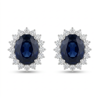 Aretes Zafiro Oval & Diamantes