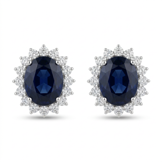 Aretes Zafiro Oval & Diamantes