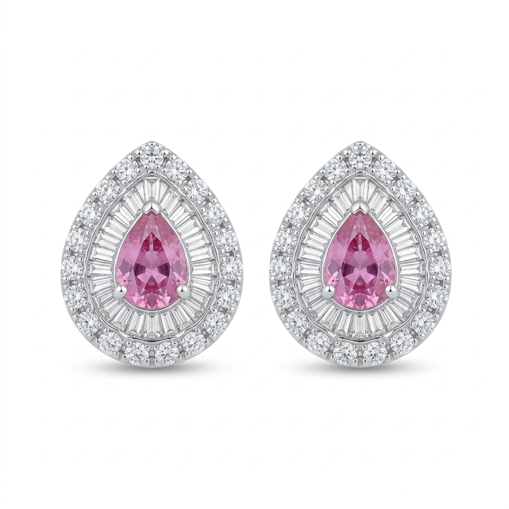 Zafiro Rosa gota & Diamantes