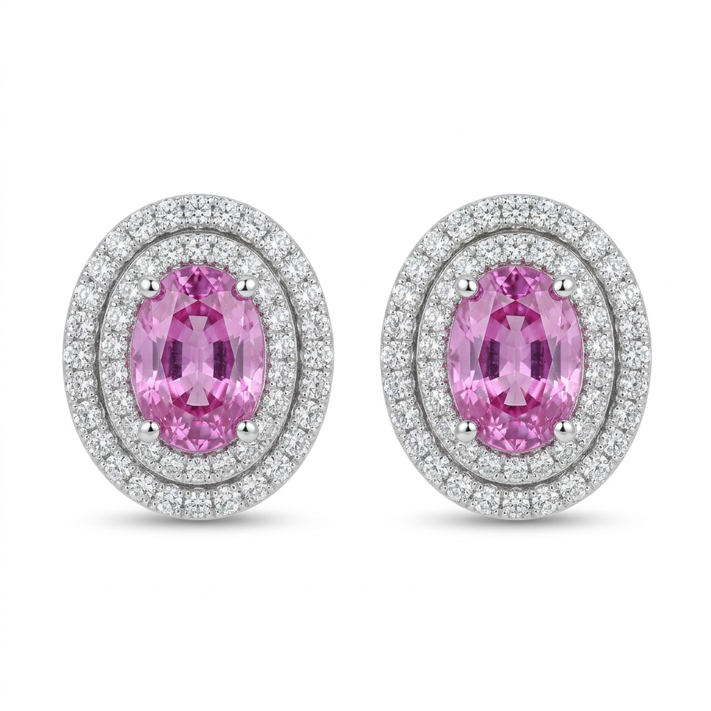 Zafiro Rosa Oval & Diamantes