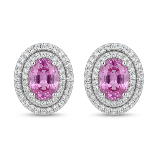 Zafiro Rosa Oval & Diamantes